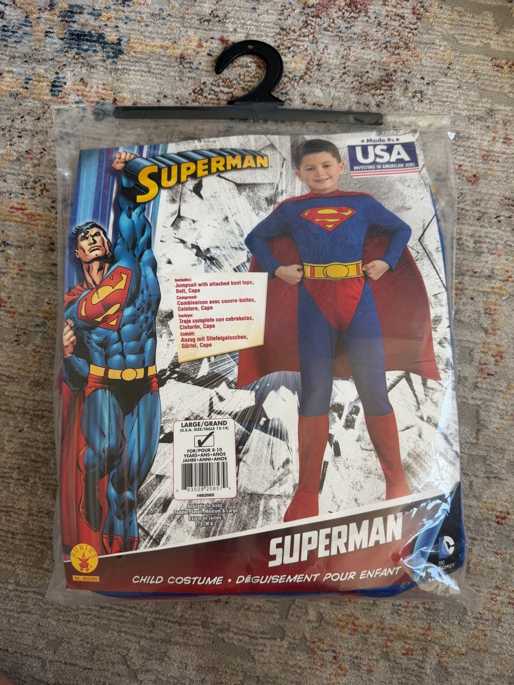 Rubie’s Superman Costume Kids Large 12-14 NIP Cape DC Halloween